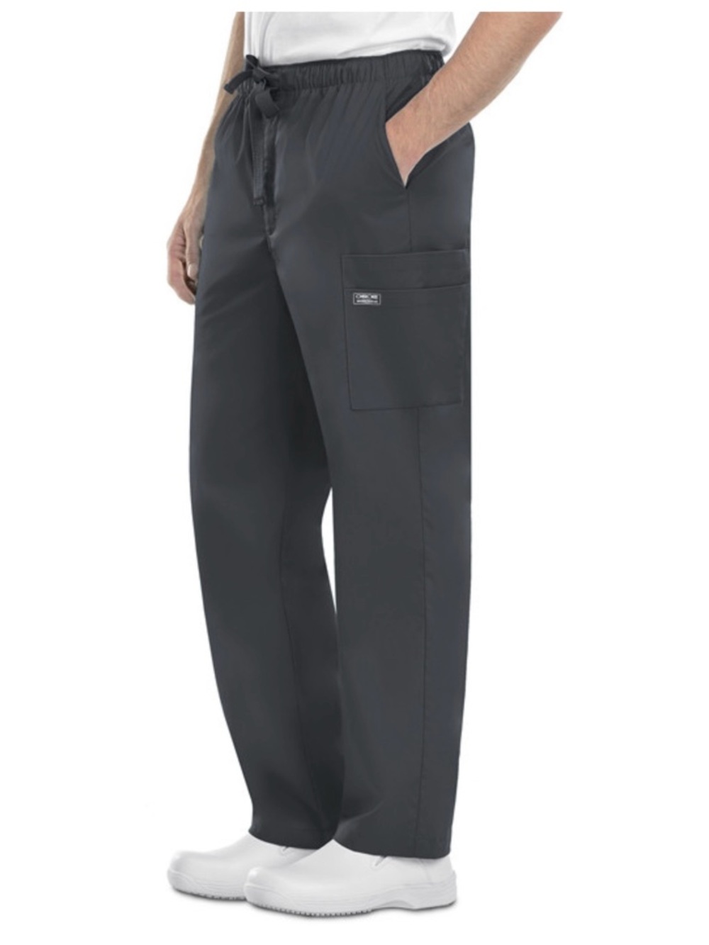 NWT Men's Cherokee Workwear Elastic Waist Cargo Scrub Pants Gray Size Medium